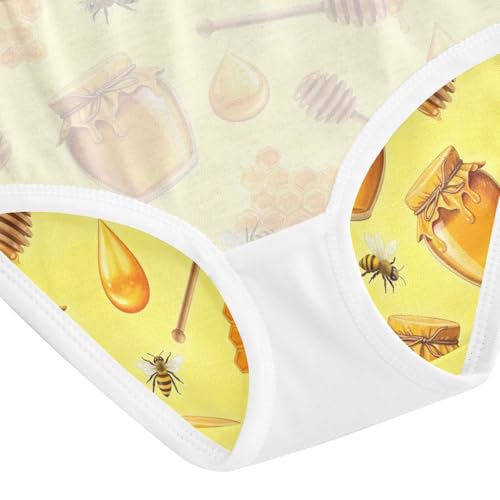 Cute Bees Yellow Honeycomb Panties for Girl Toddlers Underwear Floral Cotton Animal Underpants Briefs 2t 5