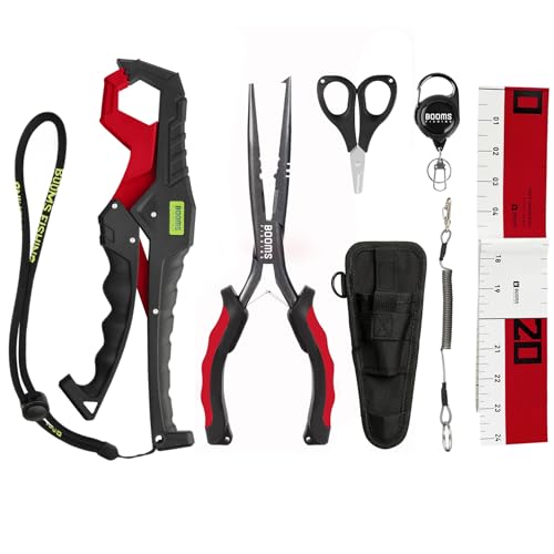 Booms Fishing Gear and Equipment: 6pcs Fishing Tools Kit with Needle Nose Pliers, Fish Gripper,...