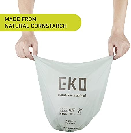 EKO Compostable Bin Liners For Food Waste Caddies, 3-6 Litre Capacity, 20 Bags
