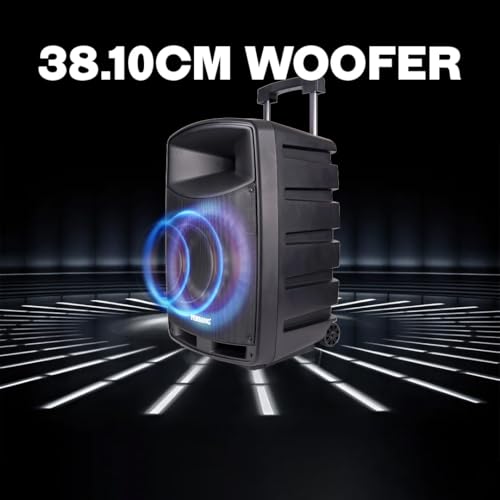 Image of PERSANG Octane 9 Premium Singing Trolley Speaker (15) 38.10 cms | 800W Peak Power | 2X UHF Wireless Mic | Upto 6 Hours Playtime | 38.1 cm Driver, Bluetooth, Aux, USB, SD Card & FM