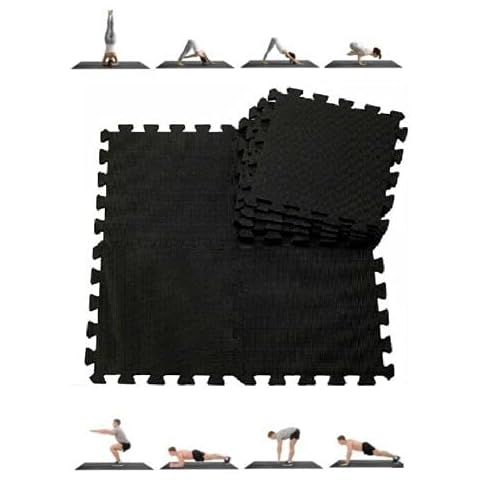 50 Piece Black Eva Foam Mats Large Interlocking Foam Floor Mat Home Kids Play Puzzle Flooring Carpet Gym Exercise Flooring Floor Protector Rubber Tiles Workout Equipment Foam Mat 30 X 30 X 1cm Cover