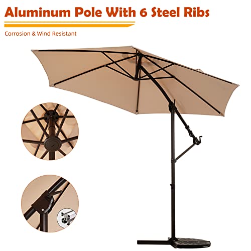 Grand Patio 10Ft Patio Offset Umbrella, Dual Tilt Canopy, 360-Degree Rotation, Round Cantilever Umbrella #TOP4