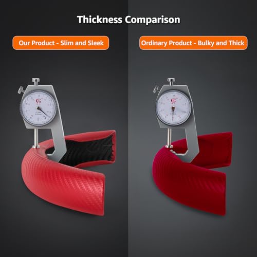 Image of amazon basics Car Steering Wheel Grip | Red | Carbon Fiber | Non Slip | Sweatproof and Anti-skidding