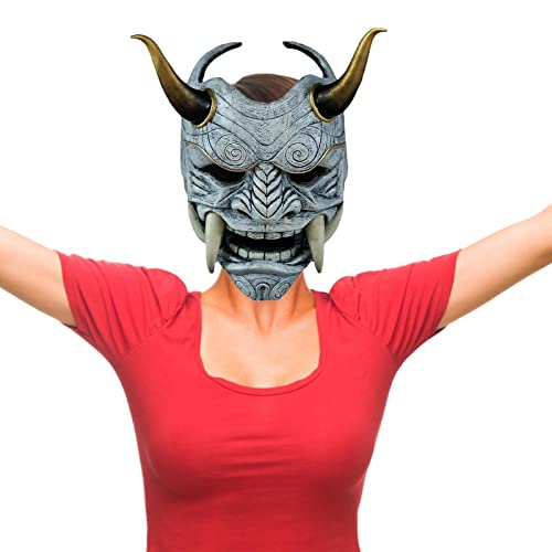 Engrenagem da cabeça japonês,Cobertura de rosto de japonês assustador - Máscara Japonesa de Demônio