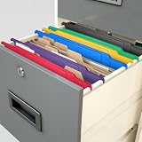 Watersay 12 Pack File and Folder Dividers 11 x 6 Inches Hanging Filing Cabinet Dividers Plastic Folder Organizer Insertable File Separators Office Filing Supplies for Organization (Multicolor)