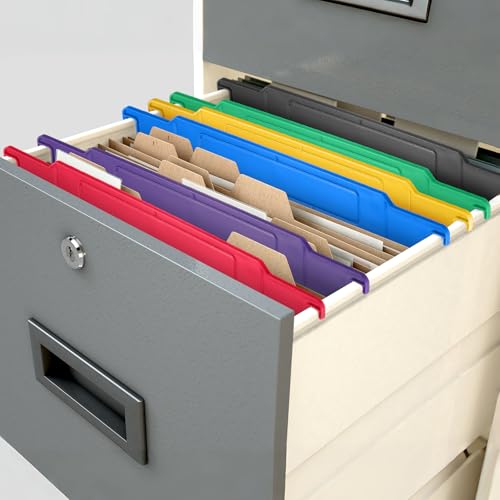 Watersay 12 Pack File and Folder Dividers 11 x 6 Inches Hanging Filing Cabinet Dividers Plastic Folder Organizer Insertable File Separators Office Filing Supplies for Organization (Multicolor)