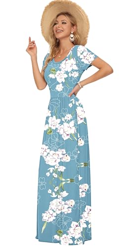 Image of AUSELILY Women's Classic Short Sleeve Loose Plain Casual Long Maxi Dresses for Women 2026