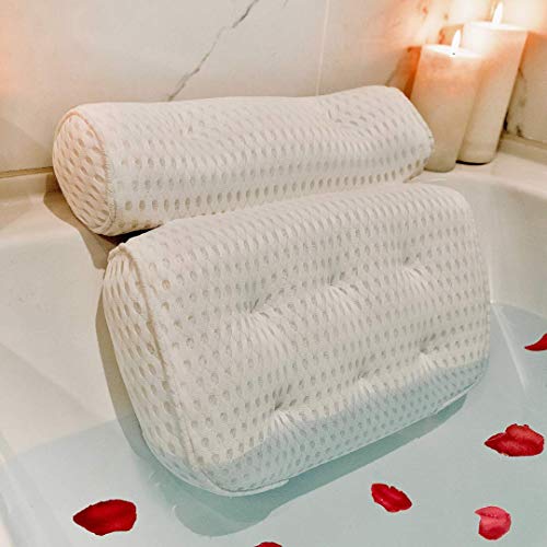 Entrancing Elegance Quick-Dry Spa Bath Pillow + Rose Petals. 8 Suction Cups. Bathtub