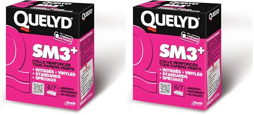 Colle Papiers Peints Quelyd SM3 Plus Renforcée Tout Type | Lot de 2 Boîtes de 300g