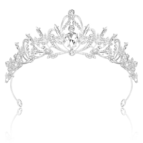 Rierousy Tiara de boda, corona para mujer, corona de novia, corona de cristal, corona de diamantes de imitación, tiara de boda para bodas, bailes, fiestas de princesa, fiestas de cumpleaños, etc