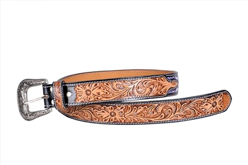 Western Tooled Leather Beaded Belt For Men and Women 30IS1134