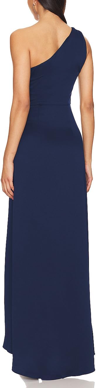 Capuffy Women's Sexy One Shoulder Long Formal Dress Ruched Waist High Split Cocktail Wedding Guest Party Maxi Dress 02