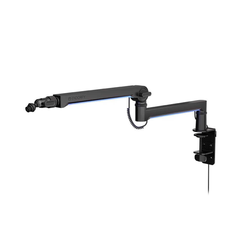 ENDORFY Broadcast Low Profile RGB Boom Arm, Premium Low Profile Microphone Smartphone and Light Arm with Cable