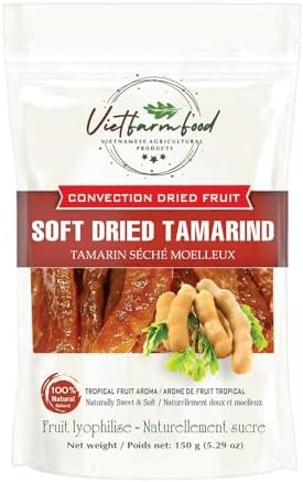SOFT DRIED TAMARIND 5.29 Oz (150g) VIETFARMFOOD: Convection dried fruit with a little sugar, salt, natural sweetness, soft when chewed. Suitable for snacking, topping, healthy desserts for all ages