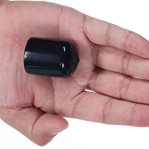 Image of Acocony 1 1 /8 Inch Rubber Cap (28.60 mm) Round Black Pack of 12 | 1.125 inch PVC Rubber End Caps Dustproof, Protective & Aesthetic Flexible Covers for Tubing, Pipes, Poles, Bolts & More