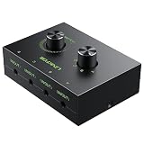 LiNKFOR 4-portowy przełącznik audio stereo 3,5 mm z regulacją głośności, dwukierunkowy przełącznik 1 w 4 wyjścia lub 4 w 1 wyjście AUX do słuchawek, głośników, komputera, laptopa, smartfona - nie