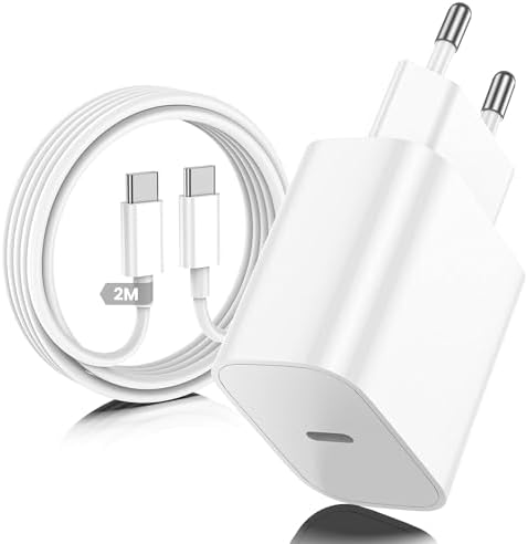 20W Caricabatterie Rapido for iPhone 17 16 15 con Cavo USB C a C 2m per Apple iPhone 17 16 Pro Max/15 Plus/iPad Pro 12.9/11 inch/Air/Mini Tipo C Cavetto Ricarica Caricatore per USB C Carica Batteria