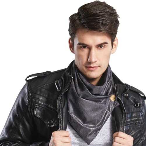 CAMDOM Faux Leather Men's Fashionable Scarf For Warmth, Double Layered Retro Casual, Unisex
