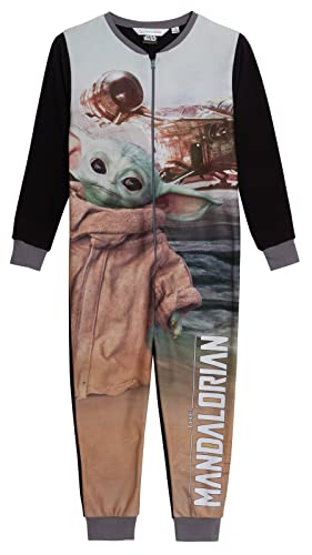 Disney The Mandalorian Onesie para niños Baby Yoda Pijamas Niños Todo en Uno Star Wars Fleece Pjs Ropa de Dormir Ropa de Dormir con Cremallera Gris