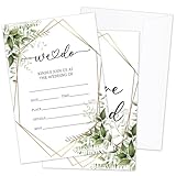 AWDSTN Greenery Wedding Invitations, 25 Pcs We Do Green Leaves Invitations with Envelopes for Wedding Engagement Marriage, Bride-To-Be Party Supplies -09