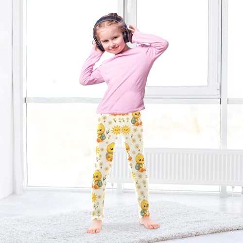 Cute Yellow Duck Girls Leggings Athletic Pants Tights Stretch Bottom4