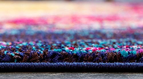 Image of Unique Loom Estrella Collection Abstract, Gradient, Modern, Sunburst, Distressed Area Rug (3' 3 x 5' 3 Rectangular, Multi /Navy Blue)