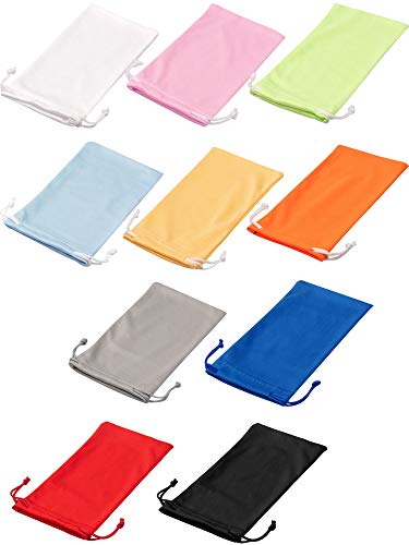 100 Pieces Microfiber Case Pouch Bag Glasses Sunglasses Case With 2 Pieces Cloth (Black, Gray, White, Red, Pink, Light Blue, Light Yellow, Light Green, Dark Blue, Orange) #TOP26