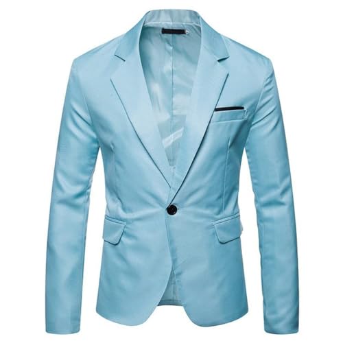 seiveini Blazer Hombre Elegante Chaqueta Blazer Trajes Oficina Blazer de Trabajo Hombres Slim Fit Blazers Cardigan de Manga Larga Talla Grande Vintage C Azul Claro XXL