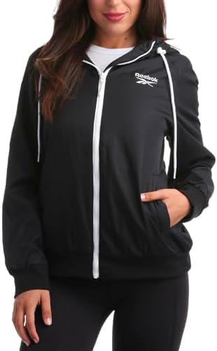 Reebok Womens Polar Fleece Lined Windbreaker Jacket with Hood & Waist