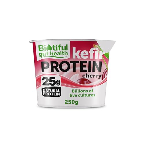 Biotiful Gut Health Kefir Cherry Protein Yogurt Immunity Support 25g Protein Per Serving Source of Calcium and Vitamin B12 250g