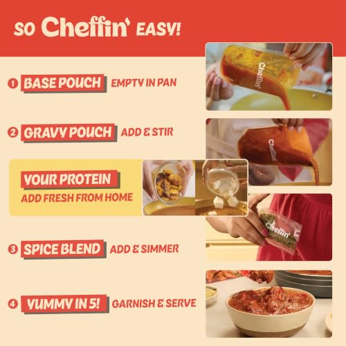 Image of Cheffin' Chicken Tikka Masala 285g | Chef Curated Gourmet Cooking Kit|Cooks 150-200g Chicken | Ready in 10 Min | 100% Natural, No Preservatives | Just Add Fresh Chicken |Serves 2-3
