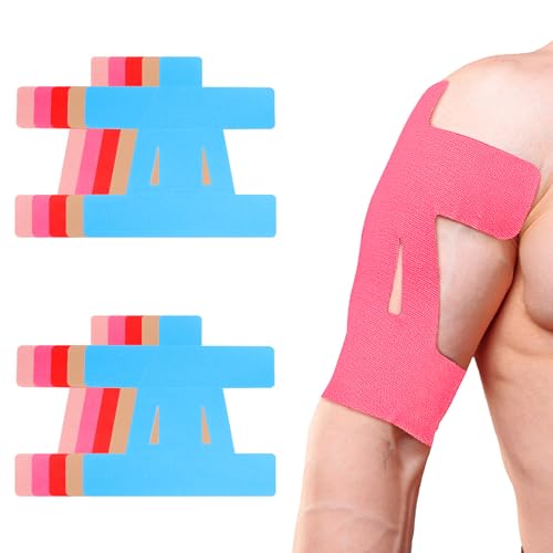 Bande Kinesiologie Prédécoupée Épaule et Cou – Bandes de Kinésiologie Élastiques et Imperméables 10 Pièces – Tape de Kinésiologie pour Sport, Soutien Musculaire, Genou, Cheville