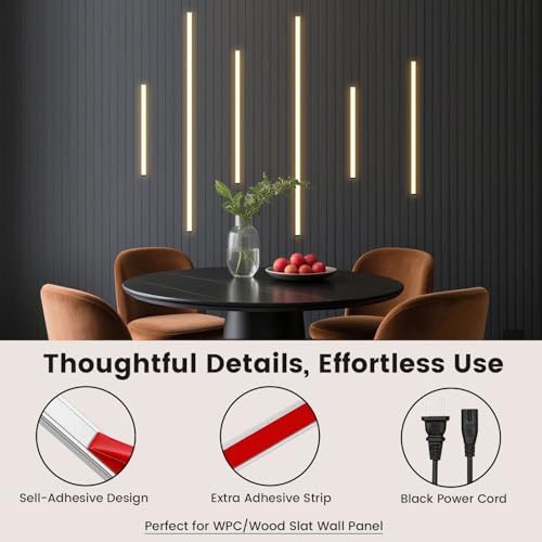LED Recessed Lighting Kit for Wall Panels - GloryAir 6pcs Adhesive Wall Strip Lights for Interior Wall Decor, 3000K Touchable Switch Lamp for Wood Slat, Wall Accent Acoustic Panels, Kitchen Home stair by GloryAir - Image 6