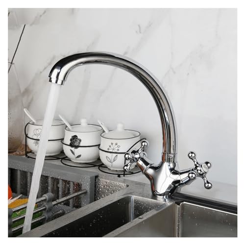 Robinet de cuisine pour évier monotrou résistant au calcaire avec double manette