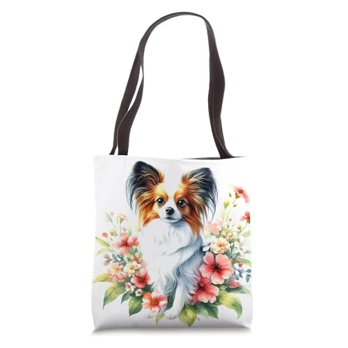 Bolso Tote con diseño de mariposa Papillion y flores miniatura 1