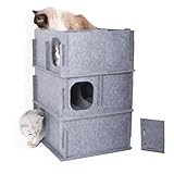LIMEETKET 爪研ぎ 猫 ベッド 猫ベッド、多層の自由に組み立てられる猫タワー、猫の自然な猫マットを解放 猫ハウス、猫トンネル迷路、カードスロット構造設計で素早く組み立てられ、頑丈で倒れにくい（3階建て）