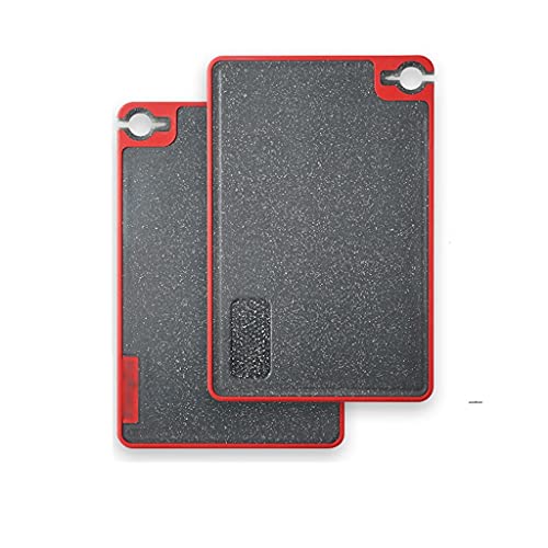 Tabla de cortar de cocina Tajadera de plástico con ranura de jugo y tableros de corte de frutas de casas de afilado resistente, M/L, Conjunto de 2 (Color : Red, Size : 15INCH)