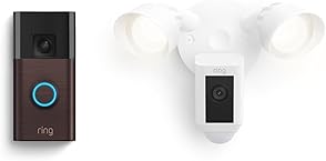 Ring Battery Doorbell Venetian Bronze + Ring Floodlight Cam Plus White