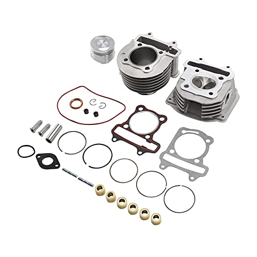 MOFANS 150cc 57.4mm Bore Cylinder Top End Rebuild Kit Fit for Moto Scooter 150cc GY6 Chinese Scooter 157QMJ Engines