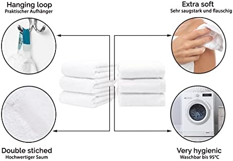 ZOLLNER Ręczniki Hotelowe Białe 6 sztuk 100% Bawełniane, 50x70 cm, 650g Grube, Premium