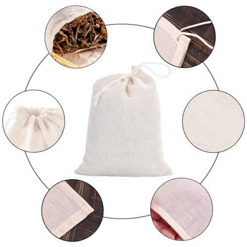 TRKETK 50 Pcs Cotton Muslin Drawstring Bags - Image 3