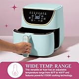 Paris Hilton Air Fryer, Large 6-Quart Capacity, Nonstick Made without PFAS, Touchscreen Display, 8-in-1 (Air Fry, Roast, Broil, Bake, Reheat, Keep Warm, Pizza, Dehydrate), Dishwasher Safe, Aqua