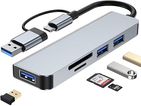 WeFly Type A+C 5 in 1 USB Hub 3.0, Upto 5GBPS DataTransfer Speed,Dedicated Card Reader&Micro SD Slot, Universally Compatible with All USB,Speaker,Laptop,Hard Drive,15cm Cable-image-41