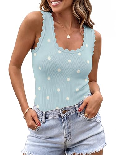 Image of Saodimallsu Womens Ribbed Knit Tank Top Summer Sleeveless Square Neck Casual Basic Slimming Sweater Vest Tops