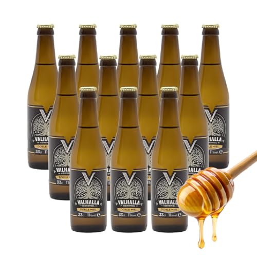 Hidromiel Valhalla | Caja De 12 Botellines De 33cl De Doble Miel | Bebida Artesanal Con Aroma Floral, Higos Secos Y Pasas, Sabor Dulce E Intenso, Ideal Como Kit De Degustación O Para Acompañar Postres