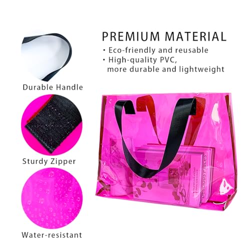 Image of Clear Large Tote Bag - Versatile, Waterproof, Stain Resistant, Transparent Shoulder Tote Bag for Work