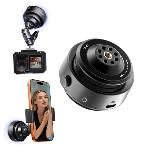 Leekai SD-01 Electric Camera Suction Cup Mount, Action Cam Adapter with 1/4' Screw Hole Car Accessories for iPhone/GoPro/Insta360/DJI Osmo and Most Small Camera/Action Camera