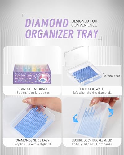 Image of forever young 8PCS Diamond Painting Storage Containers Trays | 2-in-1 design keeps diamond art beads organized. Provides bead storage and line-up, with a box package for a tidy workspace.