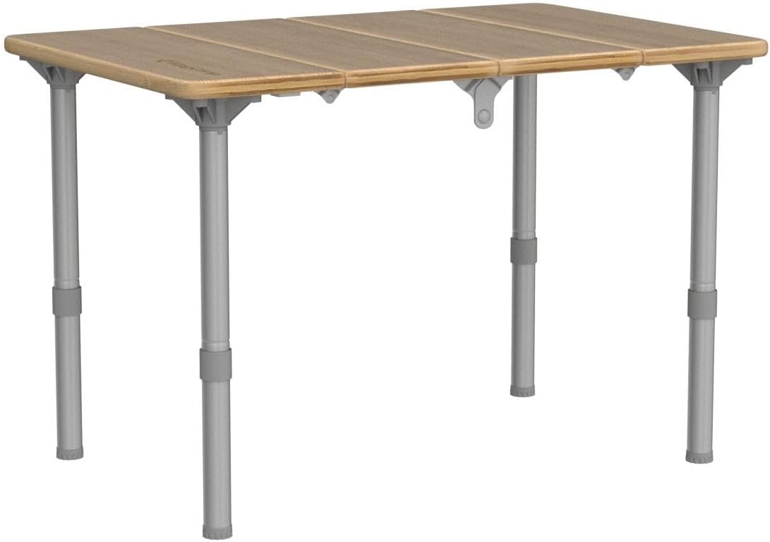 KingCamp Bamboo Folding Table Camping Table with Adjustable Height 4-Folds Compact Small Lightweight Portable Picnic Camp Table for Outdoor Backpacking Beach RV Travel Tailgating Barbecue, 1-2 People