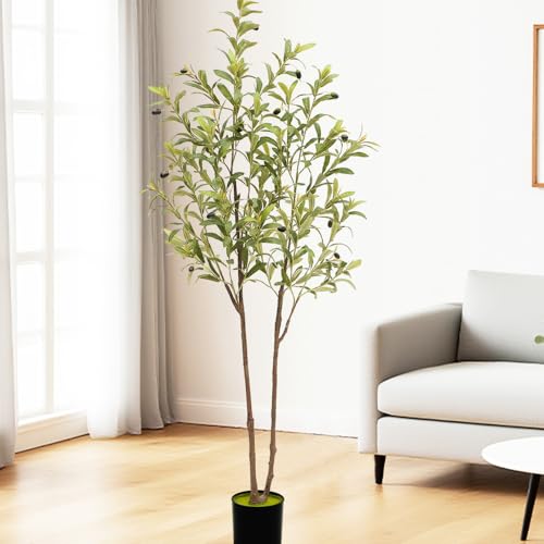 Olive Artificial Trees Indoor, 5FT Tall Faux Fake Tree with Natural Branches and Fruits, Modern...